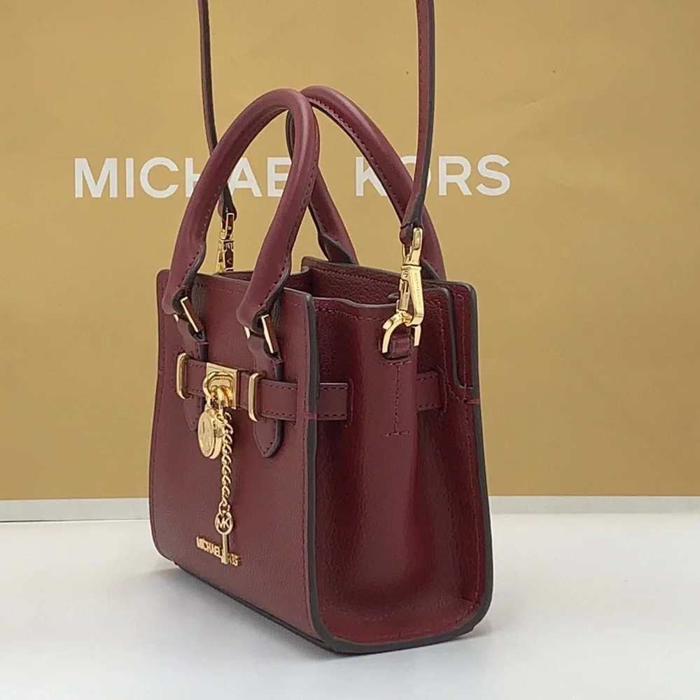 MICHAEL KORS HAMILTON XSMALL SATCHEL CROSSBODY DARK CHERRY COLOR - Picture 3 of 16